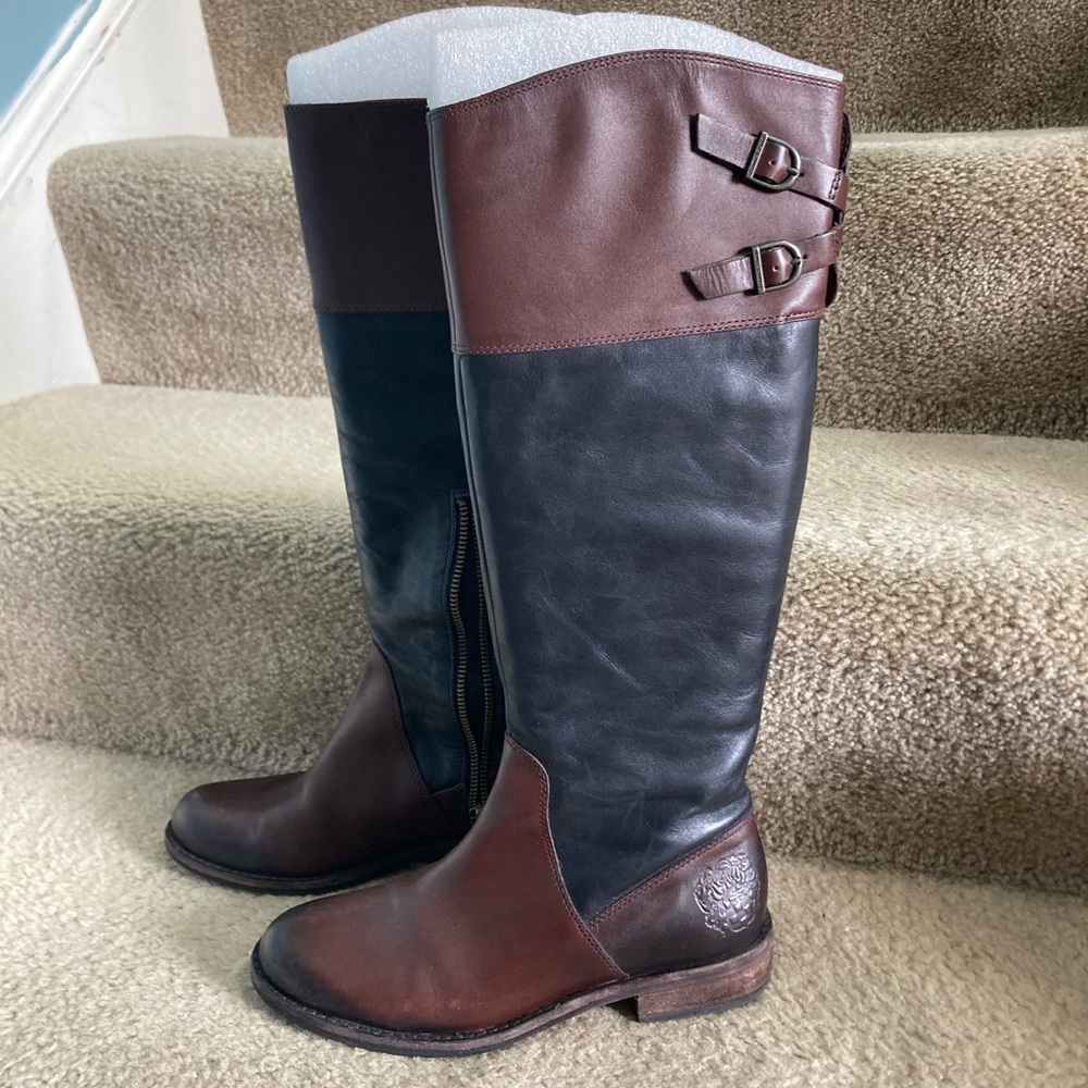 NWOT VINCE CAMUTO BRWN BLK RIDING BOOTS